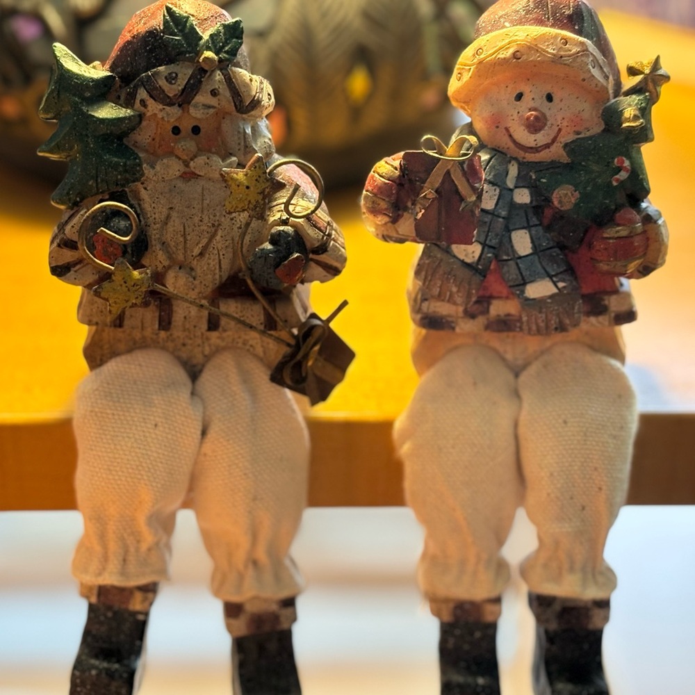 Charming Holiday Santa and Snowman Figurines